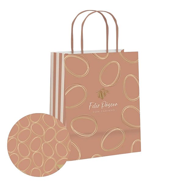 Sacola Papel Tonal Terracota Suave M c/ 10 unidades - Cromus