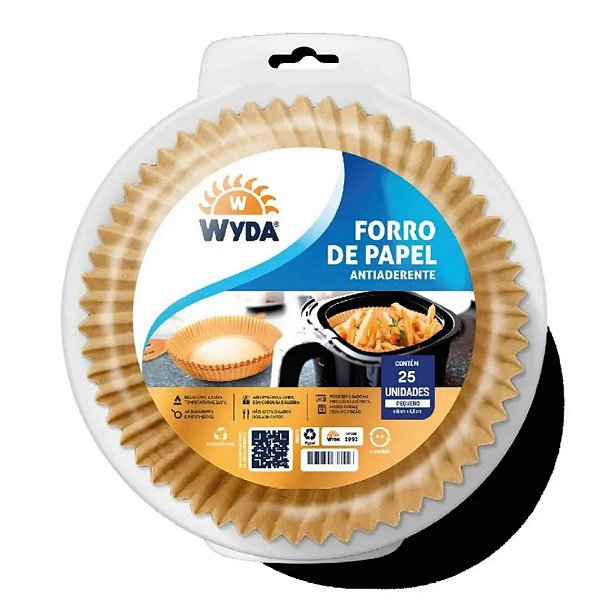 Forro de Papel Antiaderente Redondo pequeno Air Fryer - Wyda