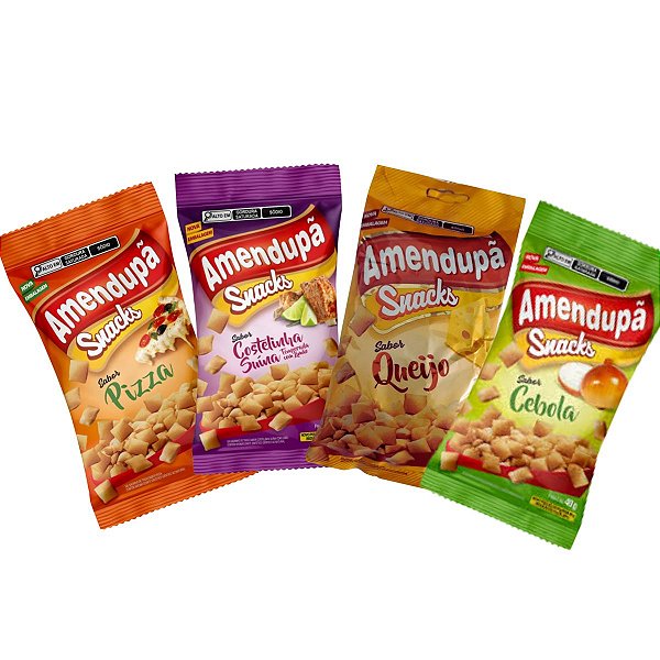 Kit 80 pacotes de Salgadinho sabores variados 40g Amendupã