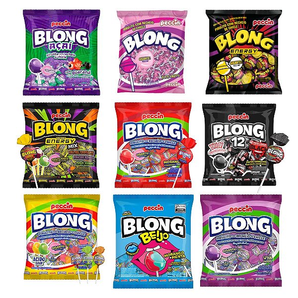 Pirulito Blong Gigante com Recheio de Chiclete 672g com 24 unidades Peccin Escolha o sabor