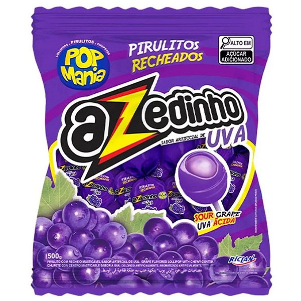 Pirulito Pop Mania Azedinho Sabor uva 500g Riclan