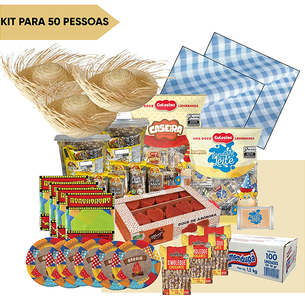 Kit Festa Junina para 50 pessoas Doces e Decoração Junina