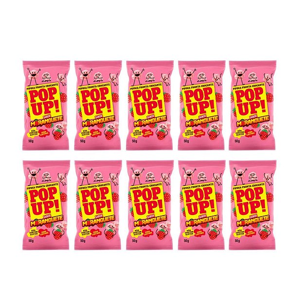 Kit 10 Pipocas Pop Up Sabor Moranguete 50g Bel