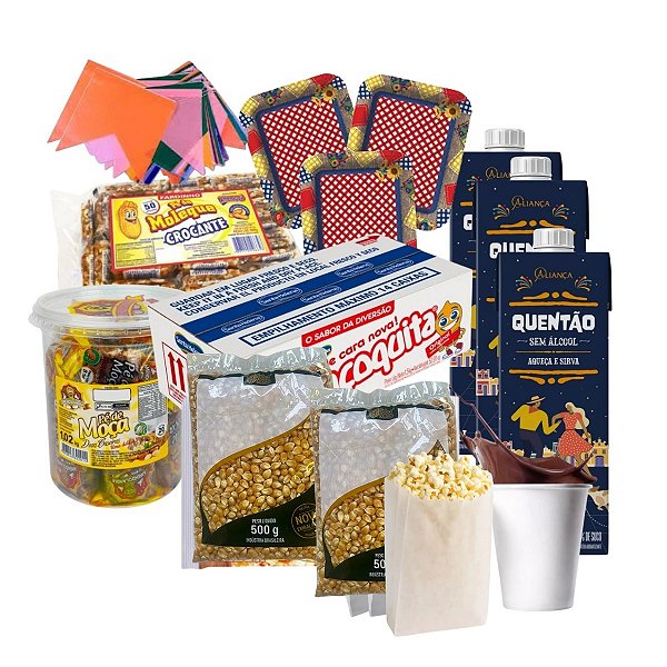 Kit Festa Junina 20 Pessoas – Doces, Quentão e Decoração