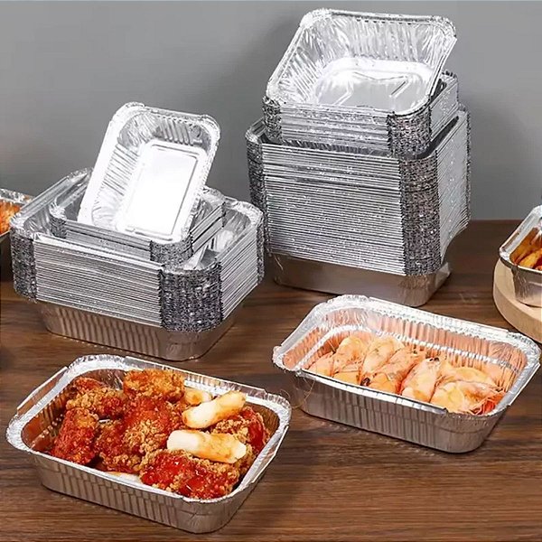 Kit 30 Bandejas de Alumínio com tampa Microondas e Forno 700ml 500ml 220ml Wyda