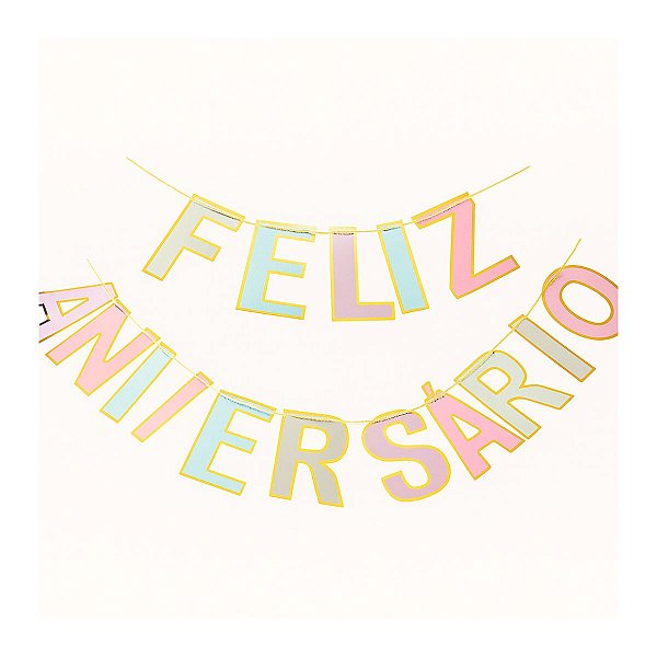 Faixa Decorativa Feliz Aniversário Candy Com Bordas Metalizadas 3m Ponto Das Festas