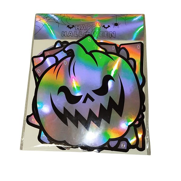 Faixa Decorativa Happy Halloween Holográfica 20 cm BR Festas