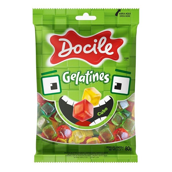 Bala De Gelatina Em Formato De Cubo 80g Docile