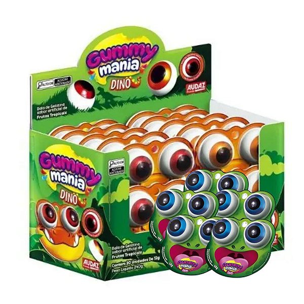 Bala Gummy Mania Dino 20 unidades de 12g  Audaz Foods
