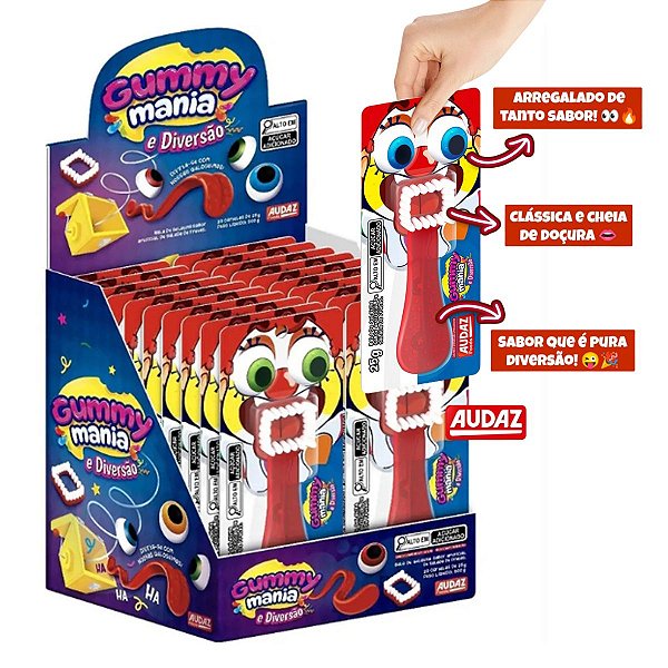 Bala de Gelatina Gummy Mania e Diversão 20 unidades de 25g - Audaz Foods