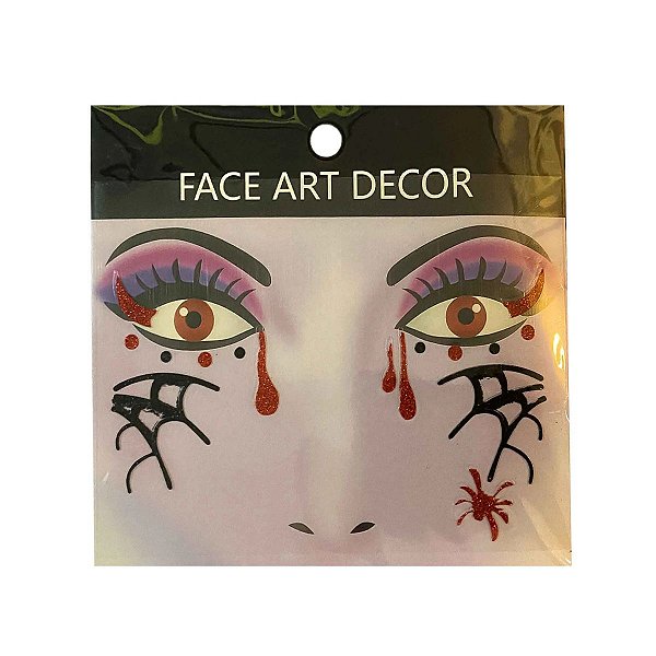 Adesivo Halloween Para Rosto Delineado Vermelho De Aranha