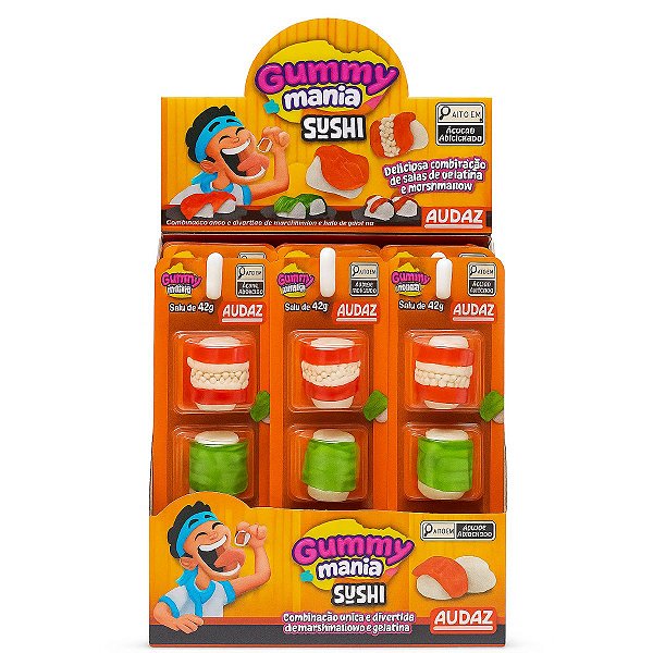 Gummy Mania Sushi 42g Caixa com 12 Unidades Audaz Foods
