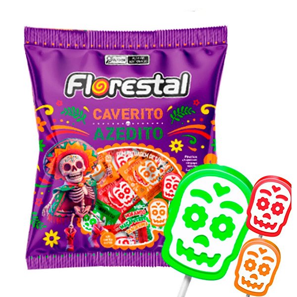 Pirulito Caverito Com Tattoo Azedito 300g Florestal