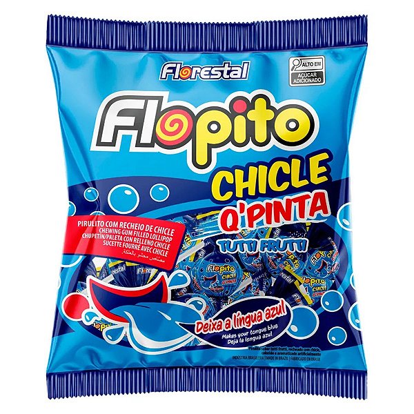 Pirulito Flopito Chicle que Pinta Florestal 500g