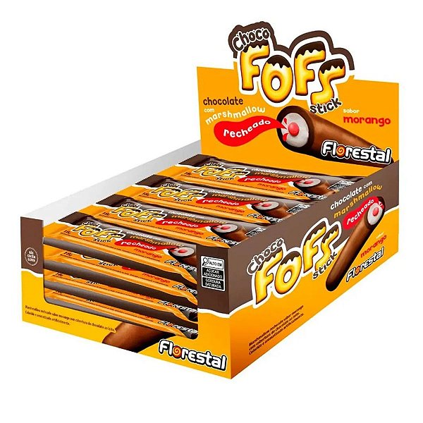 Choco Fofs Stick Morango Florestal 288g com 16 unidades