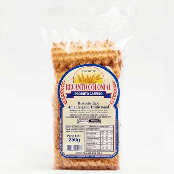 Biscoito Amanteigado Tradicional 250g Recanto Colonial Sabor Caseiro