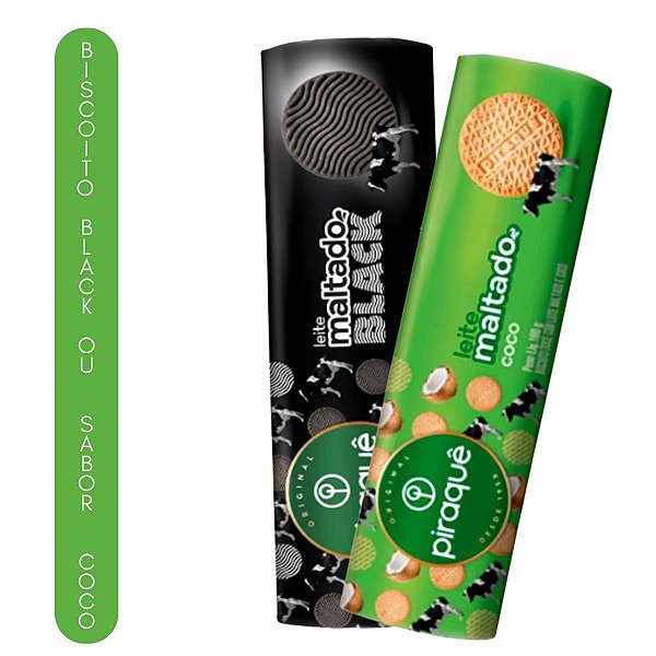 Biscoito Piraquê Leite Maltado Black ou Coco 132g