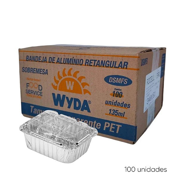 Bandeja de Alumínio 135ml com Tampa PET 100 Unidades Wyda