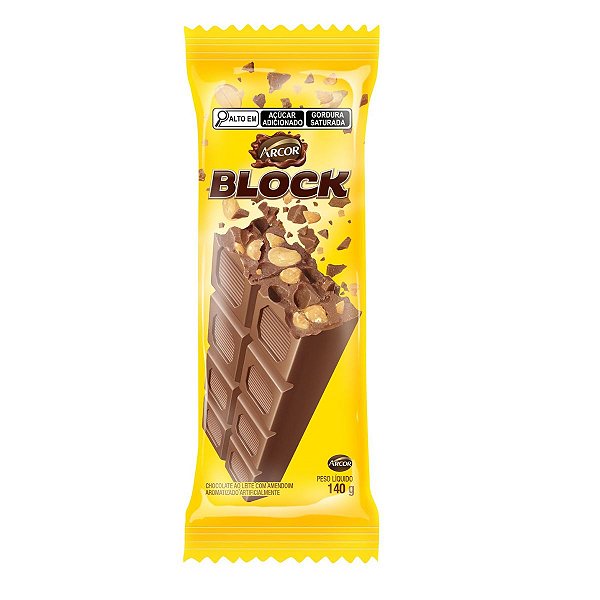 Tablete Block Chocolate com Amendoim 140g  Arcor
