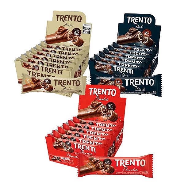 Kit 48 Chocolates Trento de 29g Chocolate Dark e Avelã