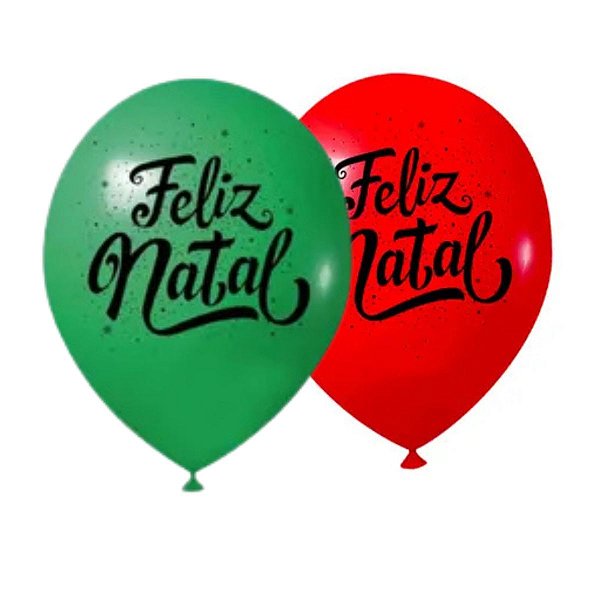 Balão Bexiga Estampado n. 9 Joy Com 25 un Feliz Natal Escolha a Cor
