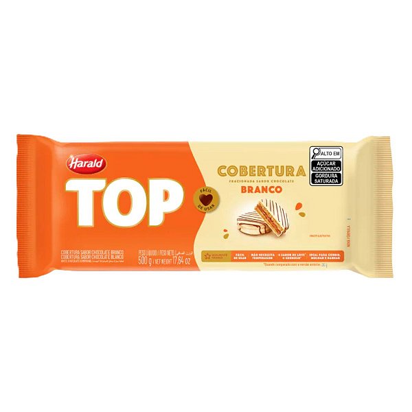 Barra de Chocolate Cobertura Branco 500g Top Harald