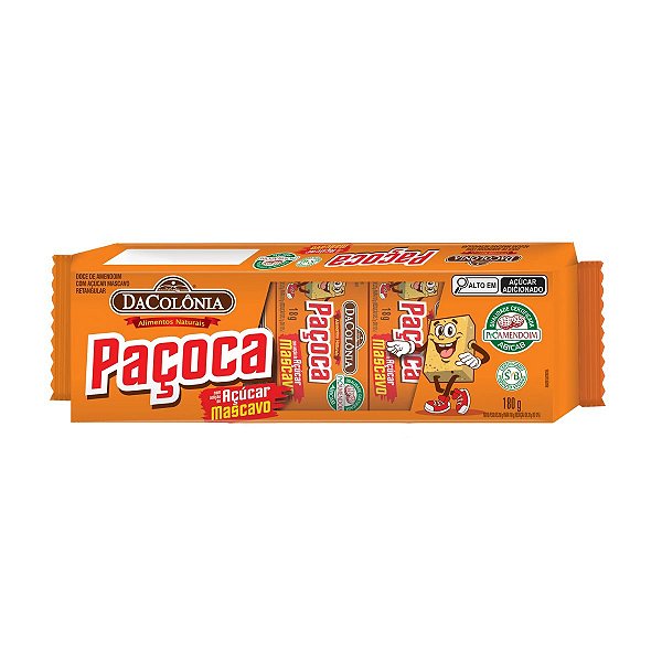Paçoca Retangular com Açúcar Mascavo 10 un DaColônia