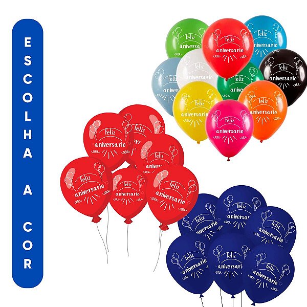 Balão Bexiga Feliz Aniversário nº 9 Joy 25 un Escolha a Cor