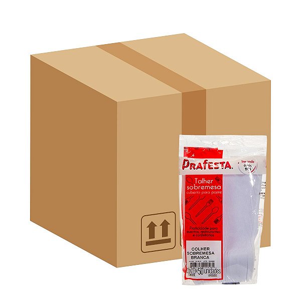 Caixa Colher Sobremesa Prafesta 20x50 un Branca