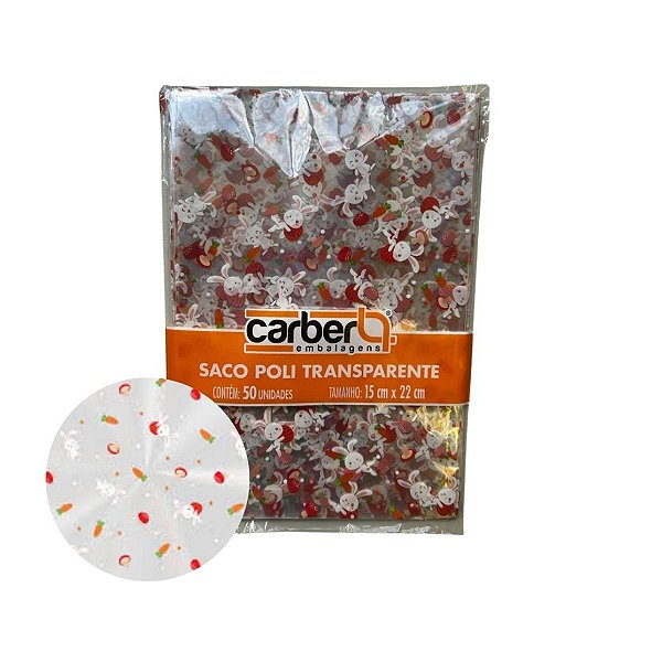 Saco Poli Páscoa Alegria 15x29cm com 50 unidades - Carber