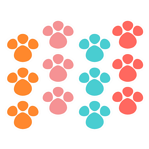 Cartela Adesiva Patinhas Coloridas G 12 Unidades – Carber