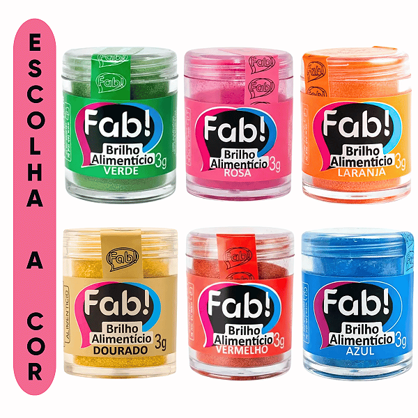 Brilho Alimentício FAB 3g para Confeitaria - Escolha a Cor