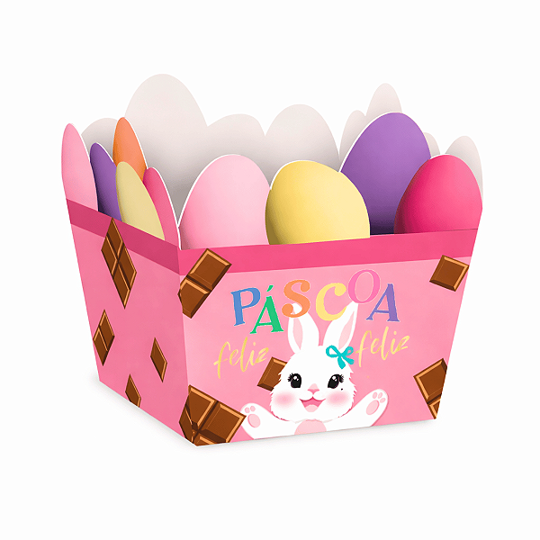 Kit 10 Cestinhas Páscoa Felicita Lola 6,5x6,5x4,5cm Cromus