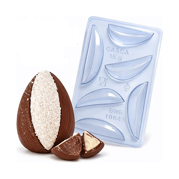Forma Especial com silicone Ovo de Páscoa Fatias 150g - 3 partes BWB cód.10643