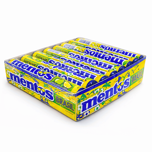 Bala Mentos Brasil Maçã Verde e Limão 37,5g Display com 16 unidades - Perfetti