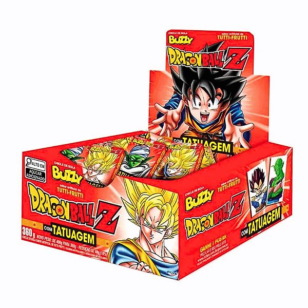 Display Chiclete Buzzy Dragon Ball Tattoo Tutti Frutti 360g – Riclan