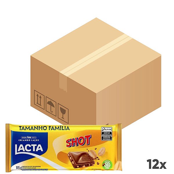 Display Barra de Chocolate Shot Tamanho Família 12un De 145g Lacta