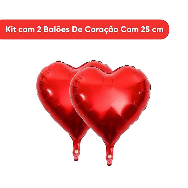 Kit 2 Balões Coração Metalizado 25cm BR Festas