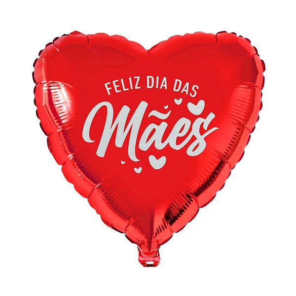Balão Em Formato De Coração Feliz Dia das Mães 1 un Com 45cm