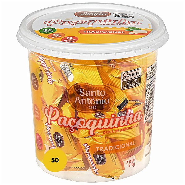 Paçoca Rolha Embalada 50 Unidades Santo Antônio