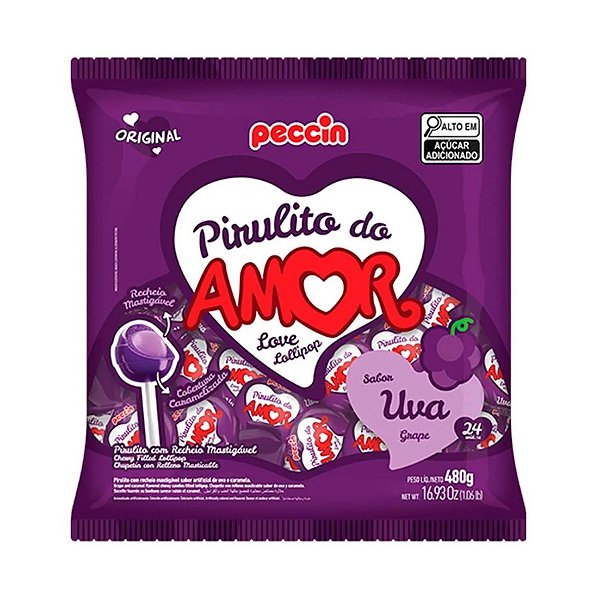 Pirulito Uva do Amor 480g Peccin