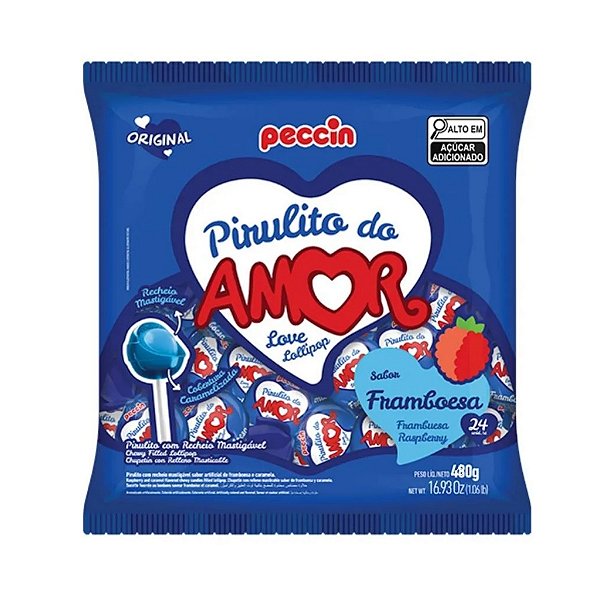 Pirulito Framboesa do Amor 480g Peccin