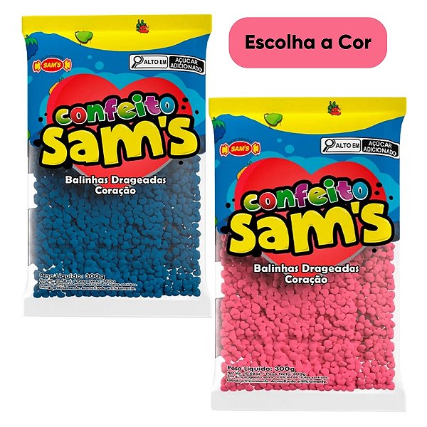 Confeito Drageado Coração 300g Sam's Escolha a Cor