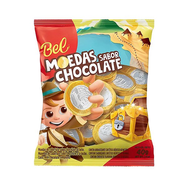 Moedas Sabor Chocolate 40 g Bel