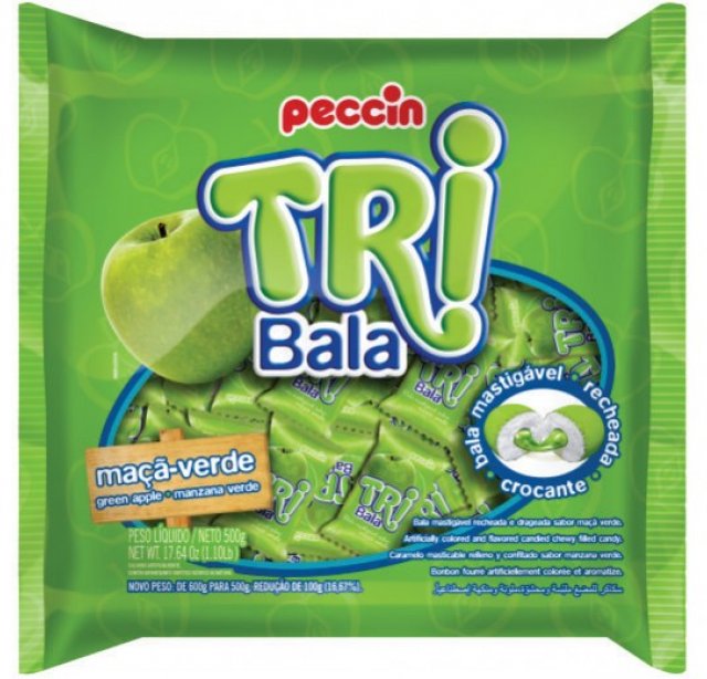 Bala Tribala Recheada Maçã Verde 500g - Peccin