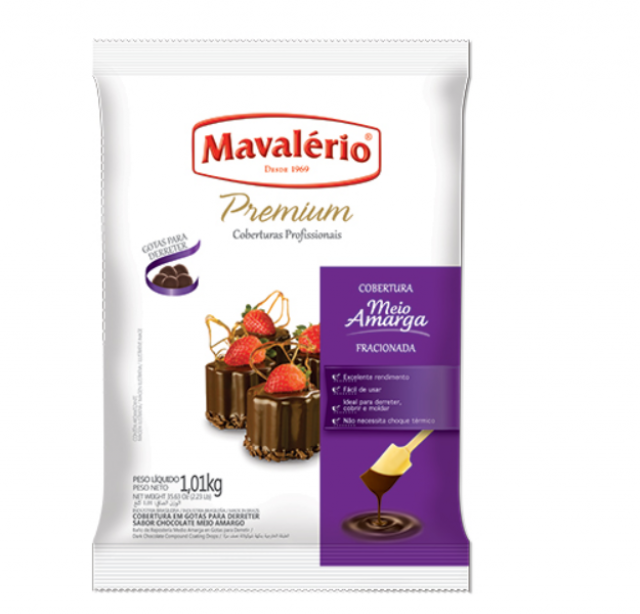 Cobertura Chocolate Premium Meio Amargo em Gotas Mavalério 1,010kg