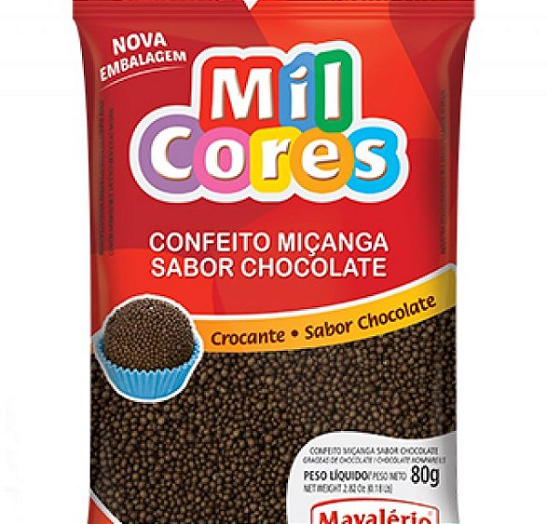 Confeito Miçanga Chocolate Mil Cores Mavalério 500g