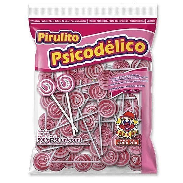Pirulito Psicodelico  Tutti Frutti  Rosa 500g - Santa Rita