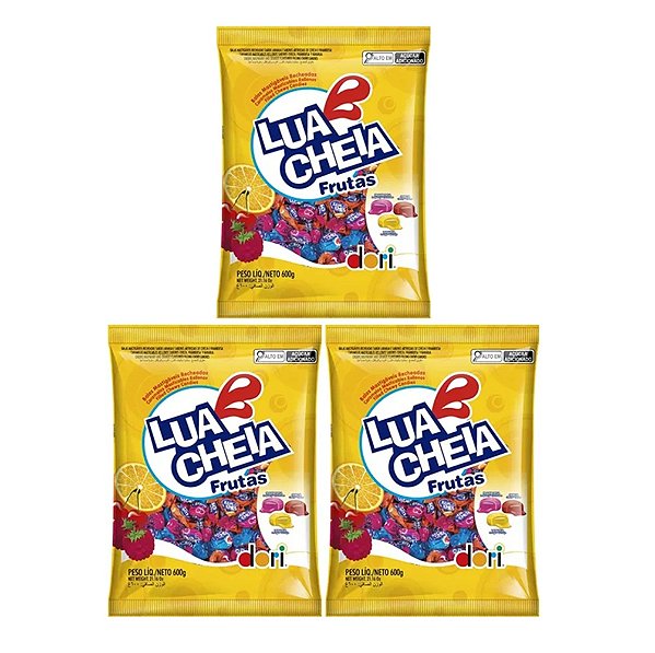 Kit 03 Bala Mastigável Lua Cheia Frutas 500g - Dori
