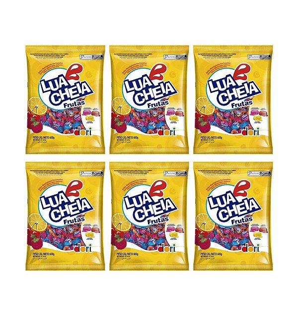 Kit 06 Bala Mastigável Lua Cheia Frutas 500g - Dori